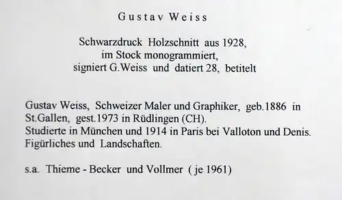 Gustav Weiss,Venezianische Nacht,Holzschnitt,Schwarzdruck,1928, monogrammiert,