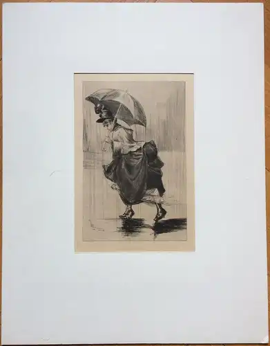 Lithographie nach der Radierung „GIBOULEES“ von Henri Boutet im Passepartout