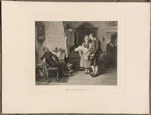 Radierung „DER SITTENRICHTER“ von Karl Rauscher (ca. 1880) nach Mathias Schmid