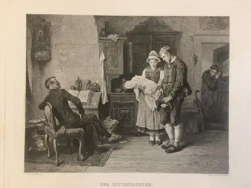 Radierung „DER SITTENRICHTER“ von Karl Rauscher (ca. 1880) nach Mathias Schmid