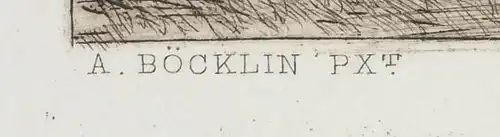 Radierung „DES HIRTEN LIEBESKLAGE“ von Wilhelm Hecht nach Arnold Böcklin