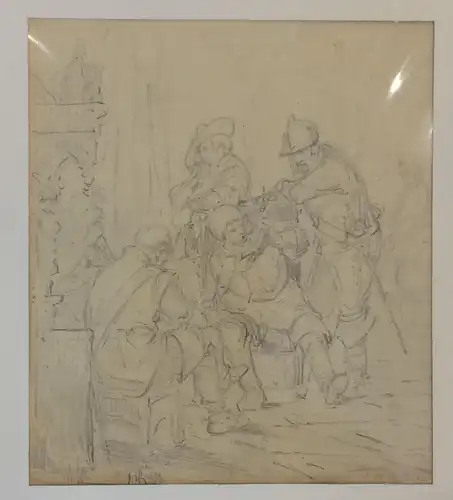 Zwei Bleistiftzeichnungen von Henry Ritter, 1838, im Passepartout