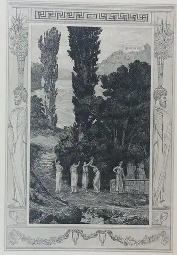 Radierung "Psyche wandernd (Amor und Psyche)" von Max Klinger, 1880