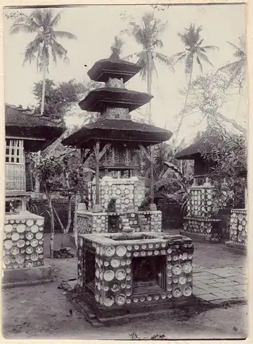 Originalphotographie Satria-Tempel auf Bali, ca. 1907
