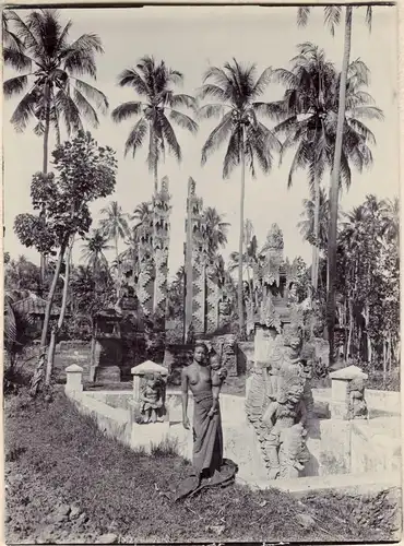 Originalphotographie Einheimische Frau auf Bali mit Baby, ca.1907