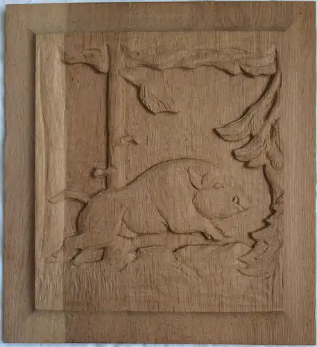 Türfüllung / Schrankfüllung Motiv „Wildschwein“ aus hellem Eichenholz