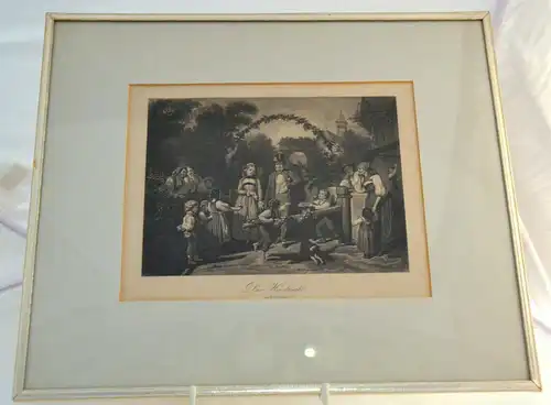 Stahlstich,Die Hochzeit,nach Girardet,um 1820,Passepartout,gerahmt