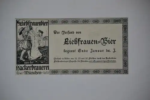 Druck, Werbung, Hackerbrauerei, Liebfrauenbier, etwa 1910