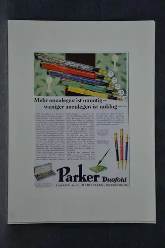 Druck, Werbung, Parker Duofold, Werbeplakat  ca. 1950