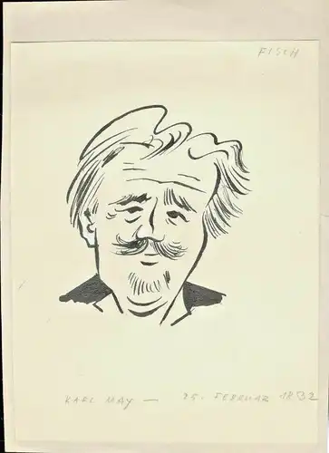 Original-Tuschezeichnung – Portrait KARL MAY von Alexander Knuth