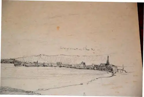 Bleistiftzeichnung,rückseitig bez.J.Constable,Weymouth,Rd.to Preston,datiert1816