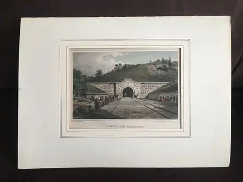 Grafik,Stahlstich, koloriert, Tunnel bei Erlangen 