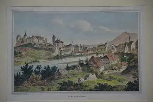 Stahlstich, koloriert, Füssen um 1840,Scheuchzer, Joh. Poppel scul.