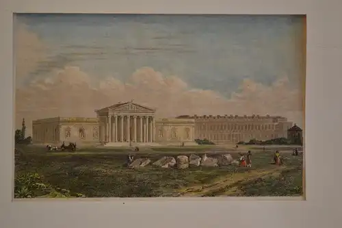 Stahlstich,Koloriert, Glyptothek und Piankothek, München