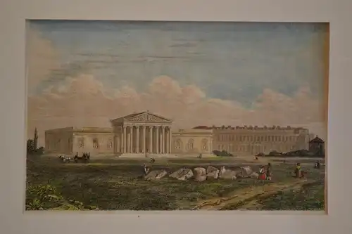 Stahlstich,Koloriert, Glyptothek und Piankothek, München