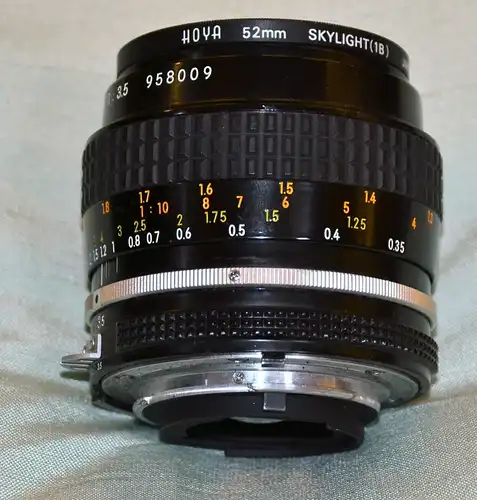 Objektiv, Micro-Nikkor 55mm, 1 :3.5, Nr. 958009+Hoya 52 mm Skylight 1B
