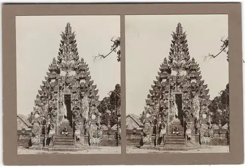 Original-3D/Stereophotographie Bali, Tempel in Bila, 1913