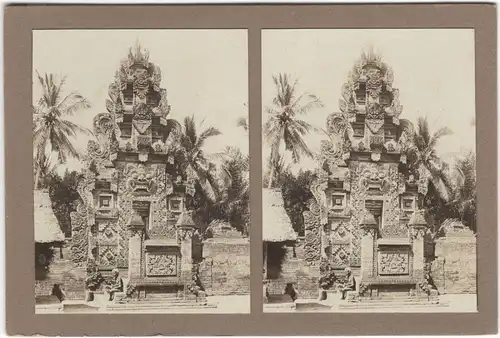 Original-3D/Stereophotographie Tempel auf Bali mit altem Balier, 1913