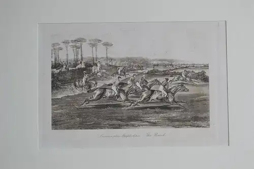 Lithografie, Leamington Steeplechase, nach Gemälde von F.C.Turner, etwa 1850