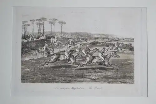 Lithografie, Leamington Steeplechase, nach Gemälde von F.C.Turner, etwa 1850