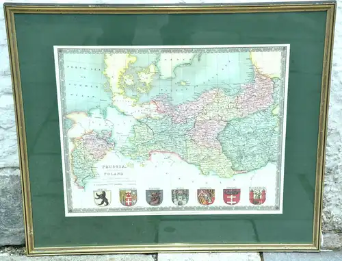 mod.Nachdruck,Landkarte von Preussen und Polen, von H. Teesdale,gerahmt