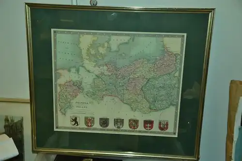 mod.Nachdruck,Landkarte von Preussen und Polen, von H. Teesdale,gerahmt