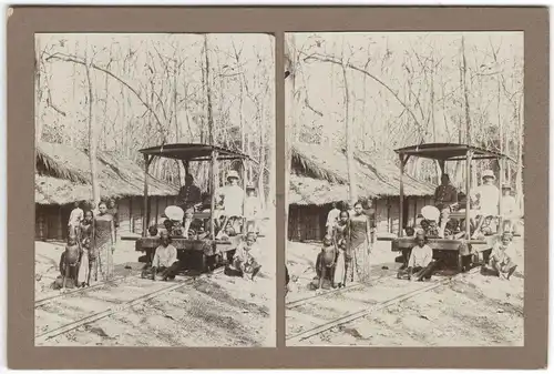 Original-3D/Stereophotographie Schienenanlage bei Kepok auf Bali, 1913