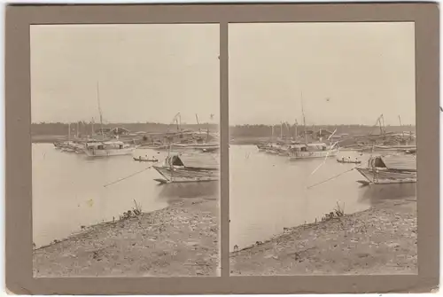 Original-3D/Stereophotographie Hafen von Banyuwangi auf Bali, 1913