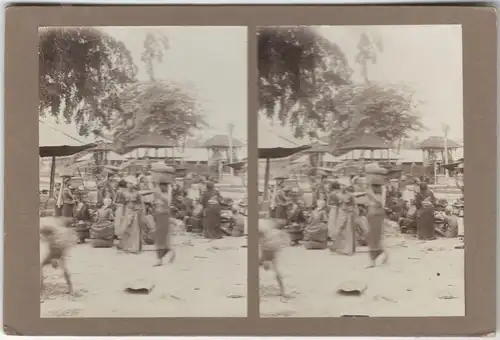 Original-3D/Stereophotographie Kleiner Markt in Gianyar auf Bali, 1913