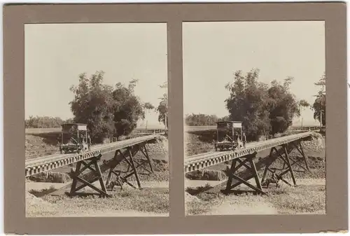 Original-3D/Stereophotographie Arbeiten für Eisenbahntrasse auf Bali, 1913