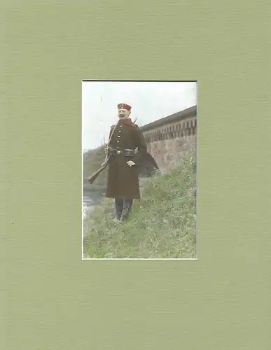 Antike Fotografie, koloriert, Postkarten-Gruß eines Soldaten, 1915