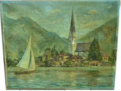 Ölbild auf Leinwand, Tegernsee,Rottach Egern. Muss restauriert werden