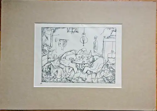 Lithographie von George Grosz, ca. 1921, im Passepartout