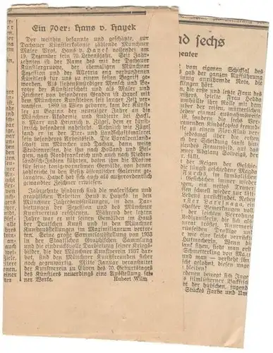 Sieben Original-Erinnerungsgegenstände an den Maler Hans von Hayek