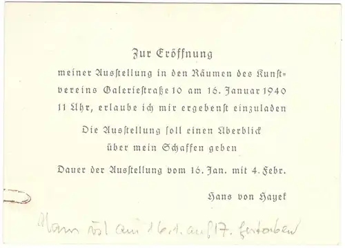 Sieben Original-Erinnerungsgegenstände an den Maler Hans von Hayek