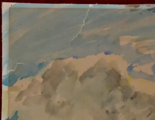 Aquarell,Monogramm.C.W.(Curt Wittenbecher)1945,Wolken über den Wiesen