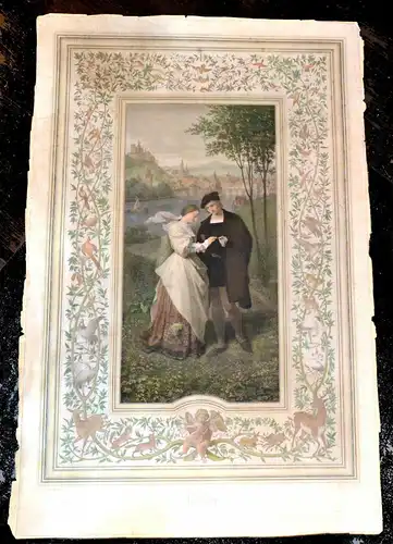 Kupferstich,handkoloriert,Minne, Kunstverein München s.Mitgliedern f.d.Jahr 1864