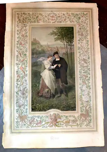 Kupferstich,handkoloriert,Minne, Kunstverein München s.Mitgliedern f.d.Jahr 1864