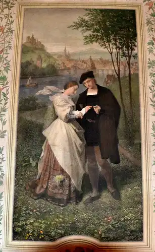 Kupferstich,handkoloriert,Minne, Kunstverein München s.Mitgliedern f.d.Jahr 1864