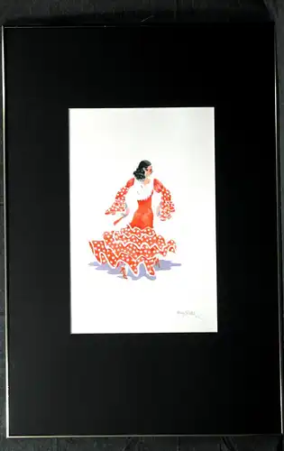 Aquarell,Moritz Pathe, Flamencotänzerin, signiert