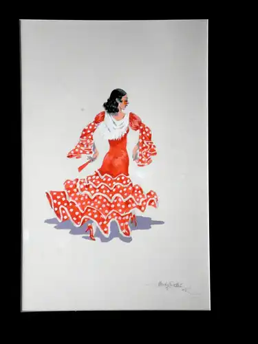 Aquarell,Moritz Pathe, Flamencotänzerin, signiert