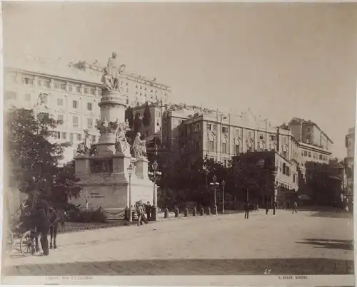 Photographie Genua – Kolumbus-Denkmal von Alfred Noack, ca. 1890