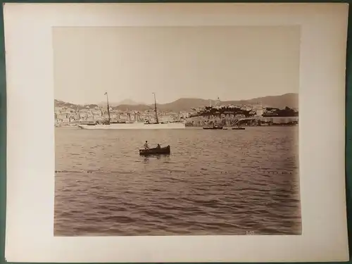 Photographie Genua, Genova, Hafen und Basilica Santa Maria, ca. 1890