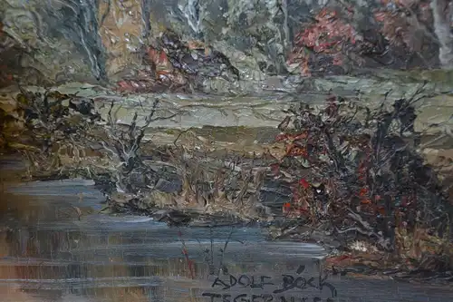 Ölbild auf Leinwand,Voralpen,Altwasser an der Isar,Sign. Adolf Böck , Tegernsee