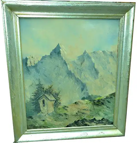 Gemälde,Öl a.Platte,alpenl.Landschaft,Matterhorn,gerahmt,sign. Albert Haberger
