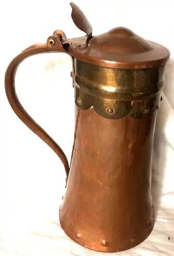 Jugenstil Krug aus Kupfer mit beweglichem Deckel, Anfang 20. Jhdtt