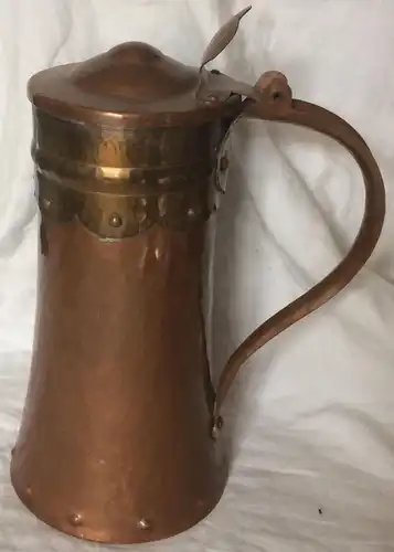 Jugenstil Krug aus Kupfer mit beweglichem Deckel, Anfang 20. Jhdtt