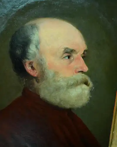 Gemälde, Öl auf Leinwand, Portrait, alter Mann mit Bart, gerahmt,Blattgoldleiste