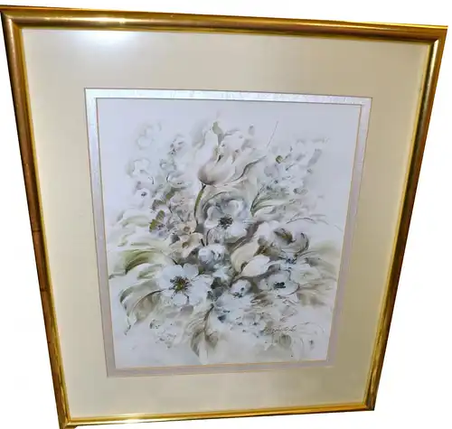 Aquarell,Blumen,Ilsa Klingelhöfer,geb. 1940,unter Passepartout,gerahmt