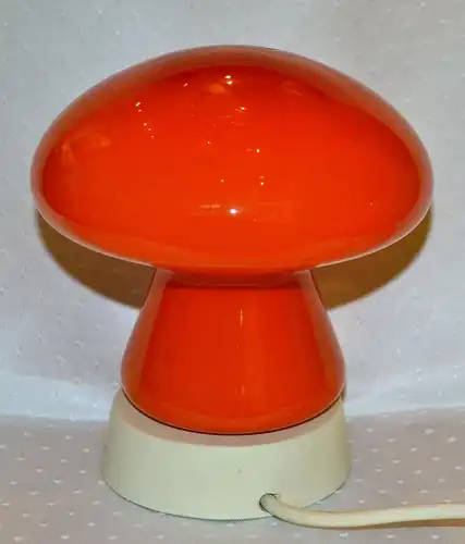 Tischlampe,Pilz,1950,rotes Glas,wohl Italien